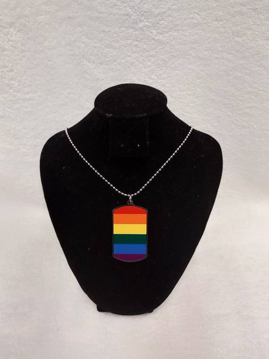 Rainbow Dog Tag Necklace