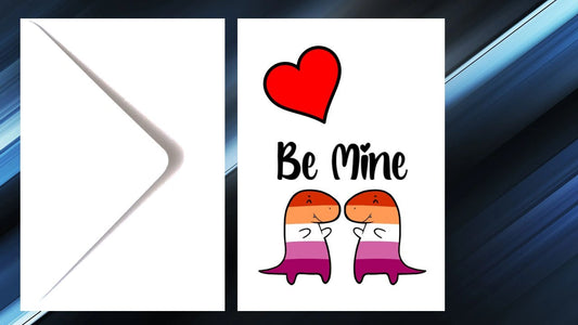LGBTQIA+ Dinosaur Lesbian Valentines Day Card