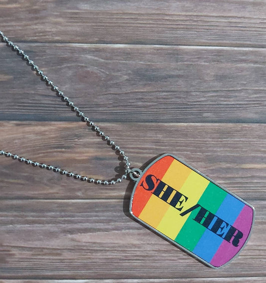 Pronoun Dog Tag Necklace