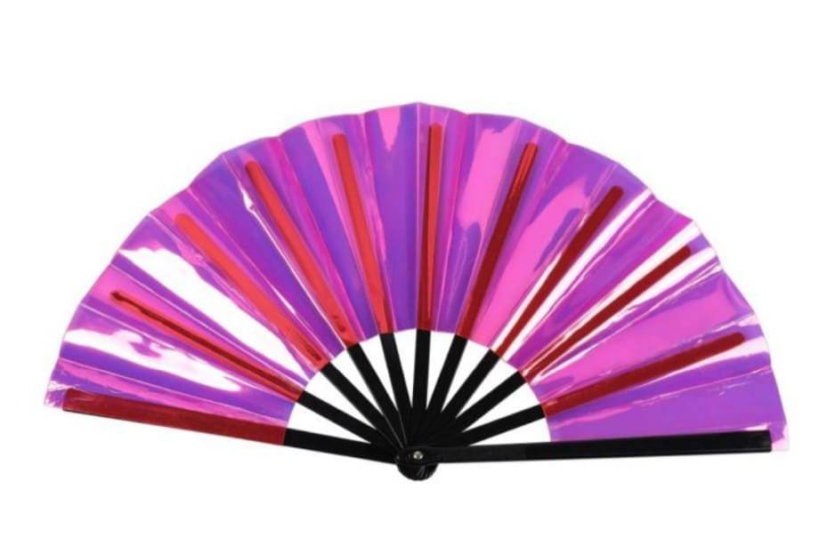 Pink Holographic Large Loud Clack Folding Fan