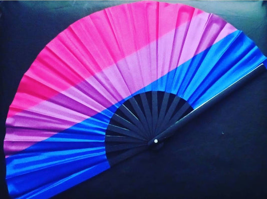 Pride Bisexual Large Loud Clack Folding Fan Bamboo style