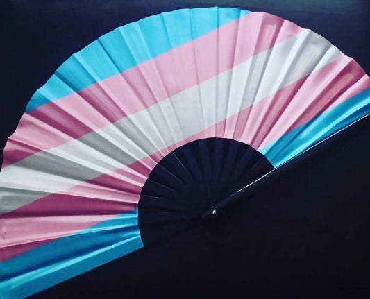 Pride Transgender Large Loud Clack Folding Fan Bamboo style
