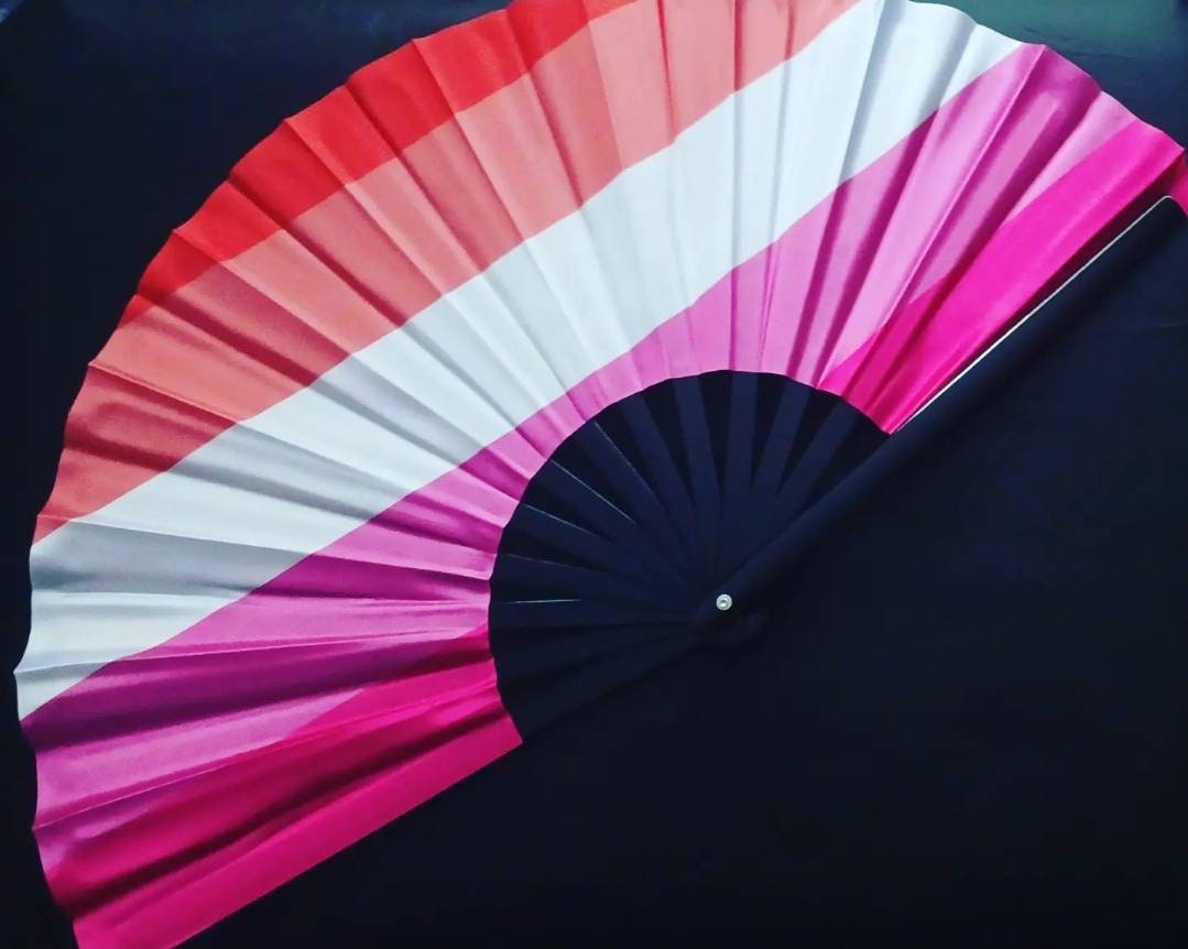 Pride Pansexual Large Loud Clack Folding Fan Bamboo style