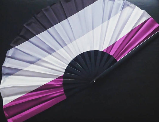 Pride Asexual Large Loud Clack Folding Fan Bamboo style