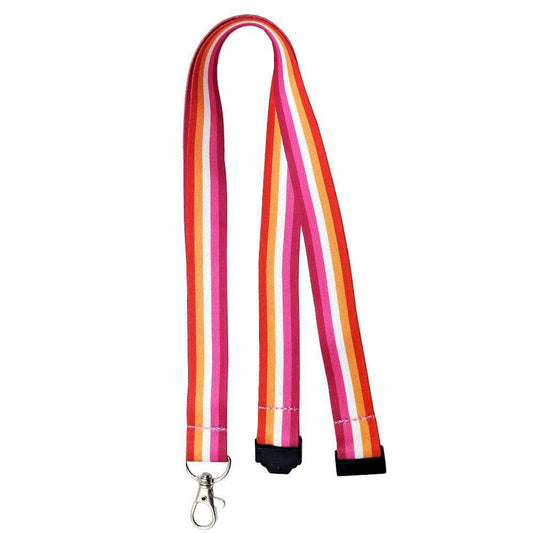 Lesbian 5 Stripe gay pride LGBTQIA lanyard with safety clip