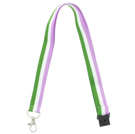Genderqueer Gay pride LGBTQIA lanyard with safety clip