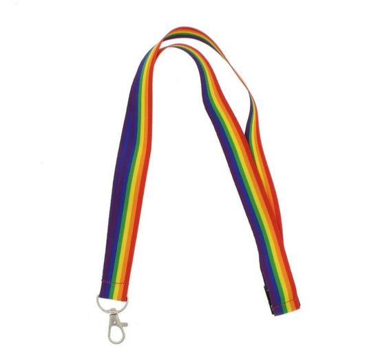 Rainbow gay pride LGBTQIA lanyard with safety clip