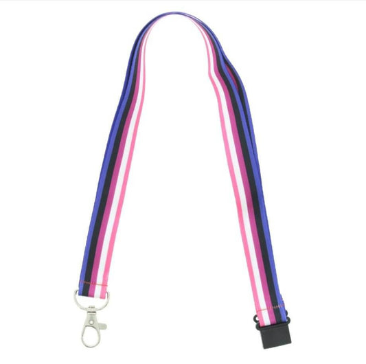 Genderfluid LGBTQIA lanyard with safety clip